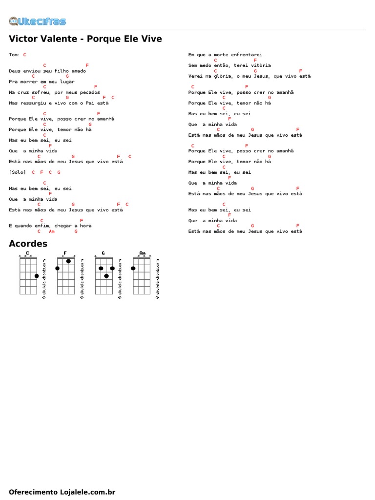 Victor Valente Porque Ele Vive (Uke Cifras) PDF