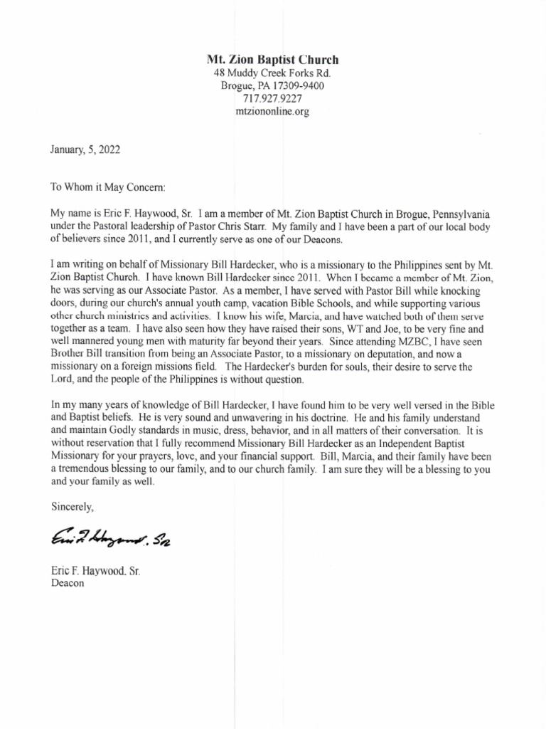 A Letter of From Bro. Eric Haywood, Deacon PDF