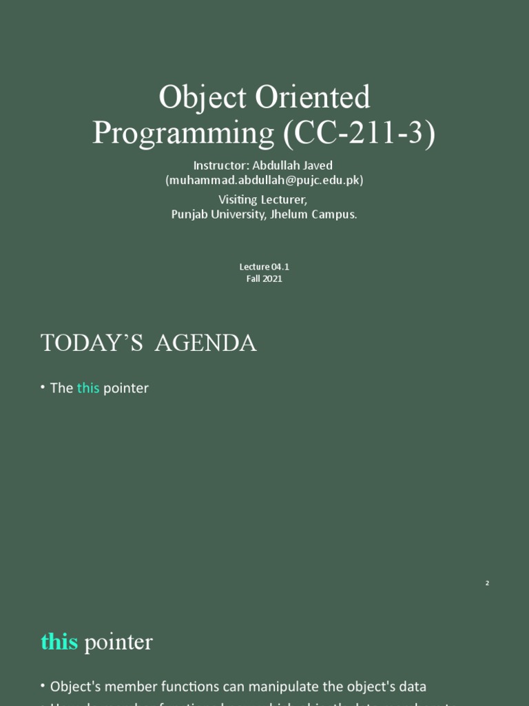 Understanding the 'this' Pointer in OOP | PDF