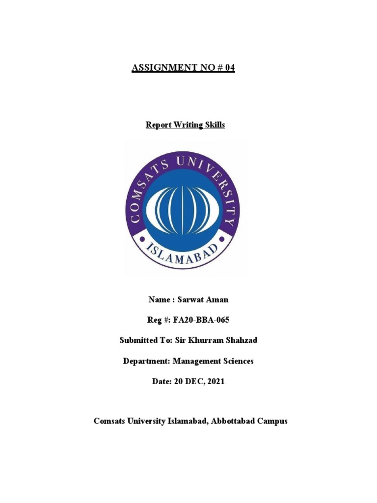 Assignment NO# 04: Report Writing Skills | PDF