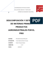 Descomposición y Deterioro de Materias Primas Y Productos Agroindustriales Causadas Por Frio