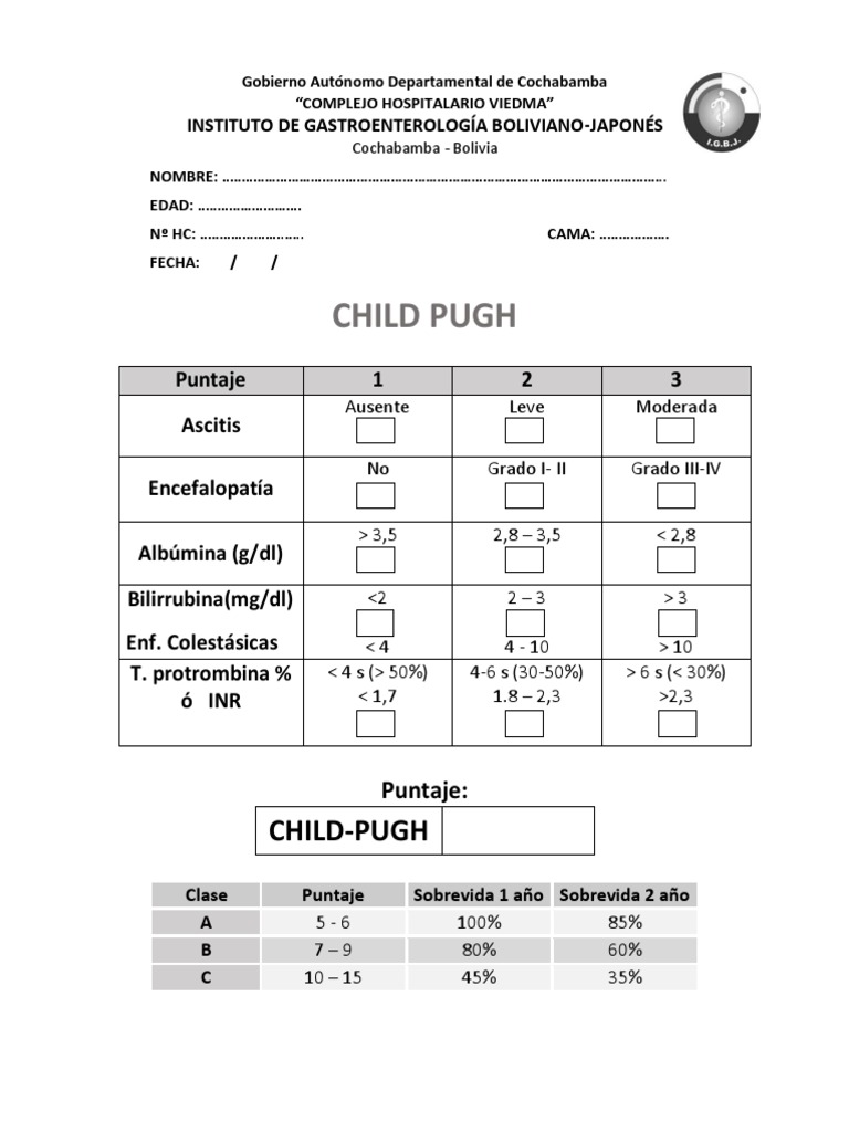 Child Pugh Meld PDF Hígado Especialidades Medicas
