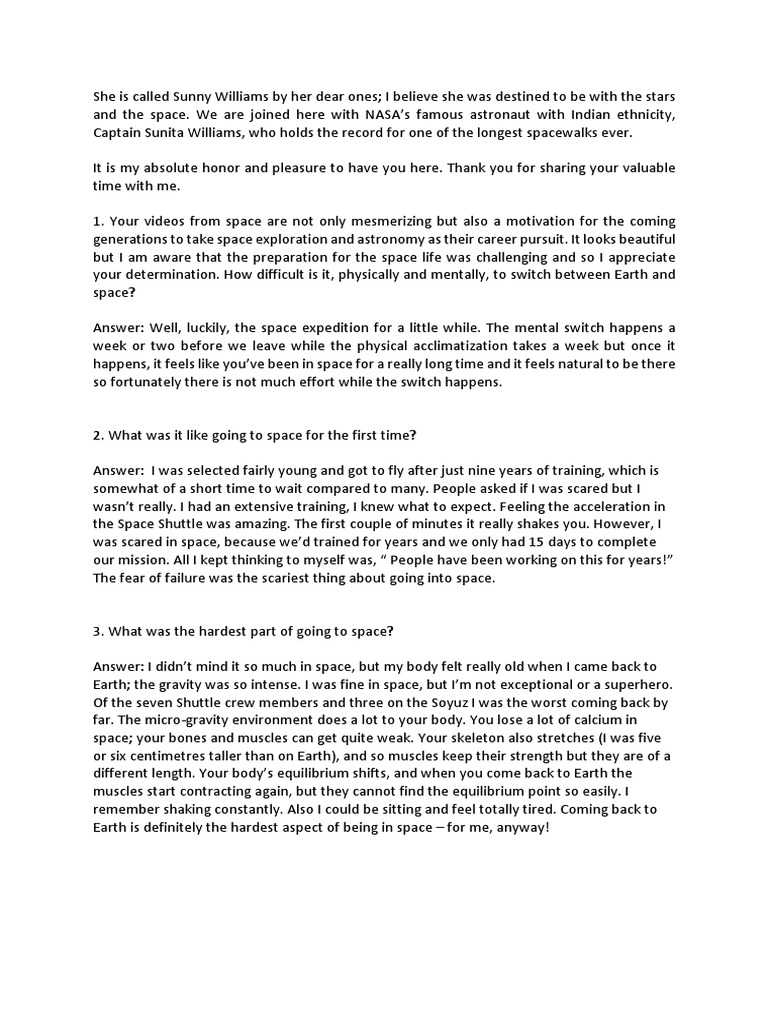 Astronaut Interview | PDF | International Space Station | Spaceflight