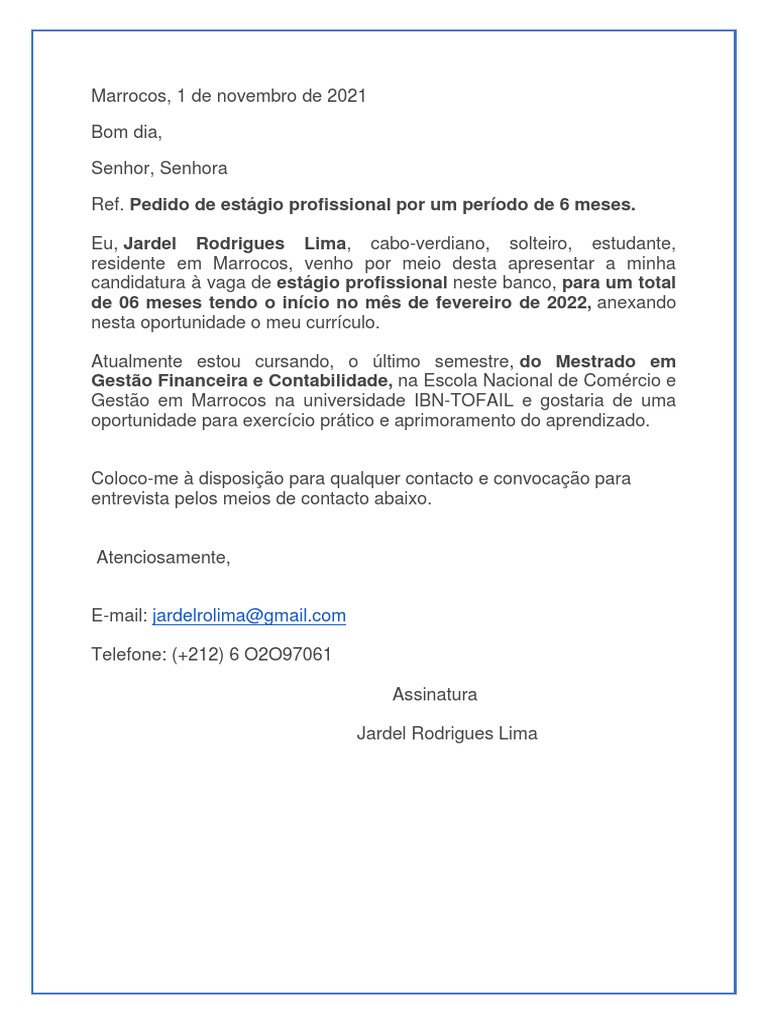 Carta de Pedido de Estagio  PDF