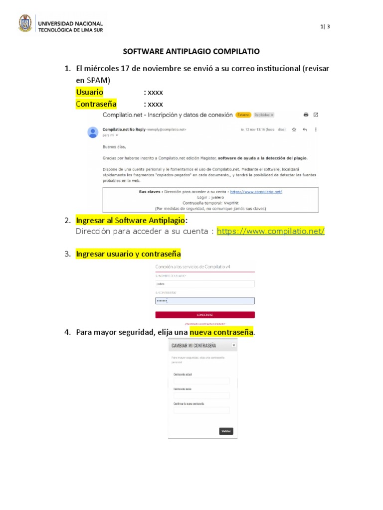 Guía de Uso del Software Compilatio | PDF
