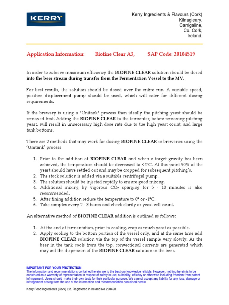 Biofine Clear Unitank | PDF | Brewing | Beer