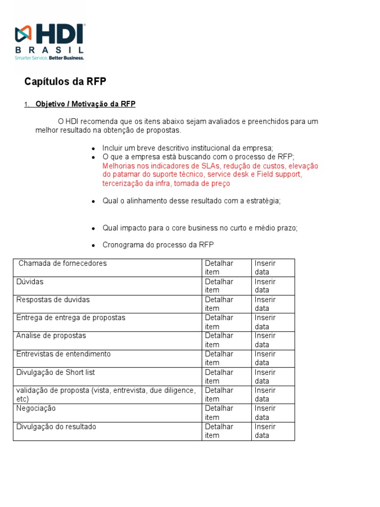 Modelo de RFP para Suporte Tcnico | PDF | Tempo | Informática