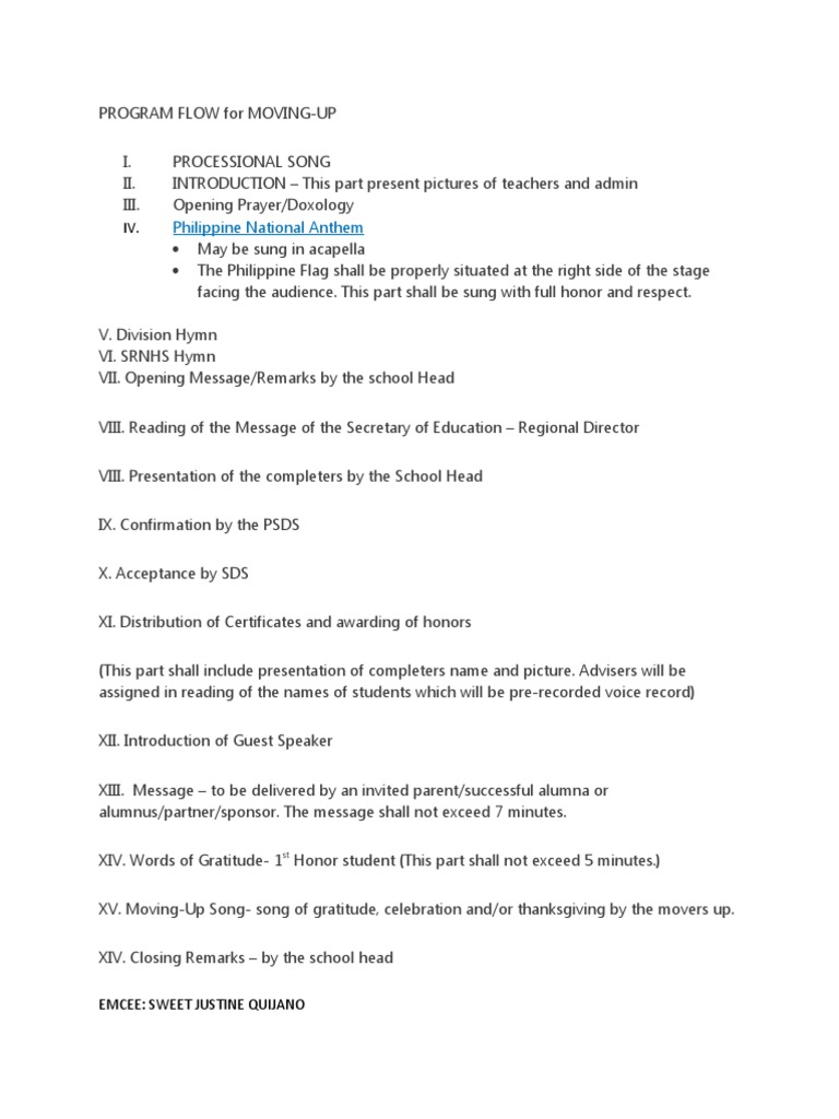 PROGRAM FLOW For MOVING UP 2021 | PDF