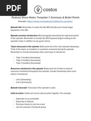 Podcast Show Notes Template