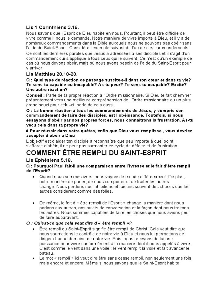 Comment Etre Rempli Du Saint Esprit | Télécharger gratuitement PDF ...