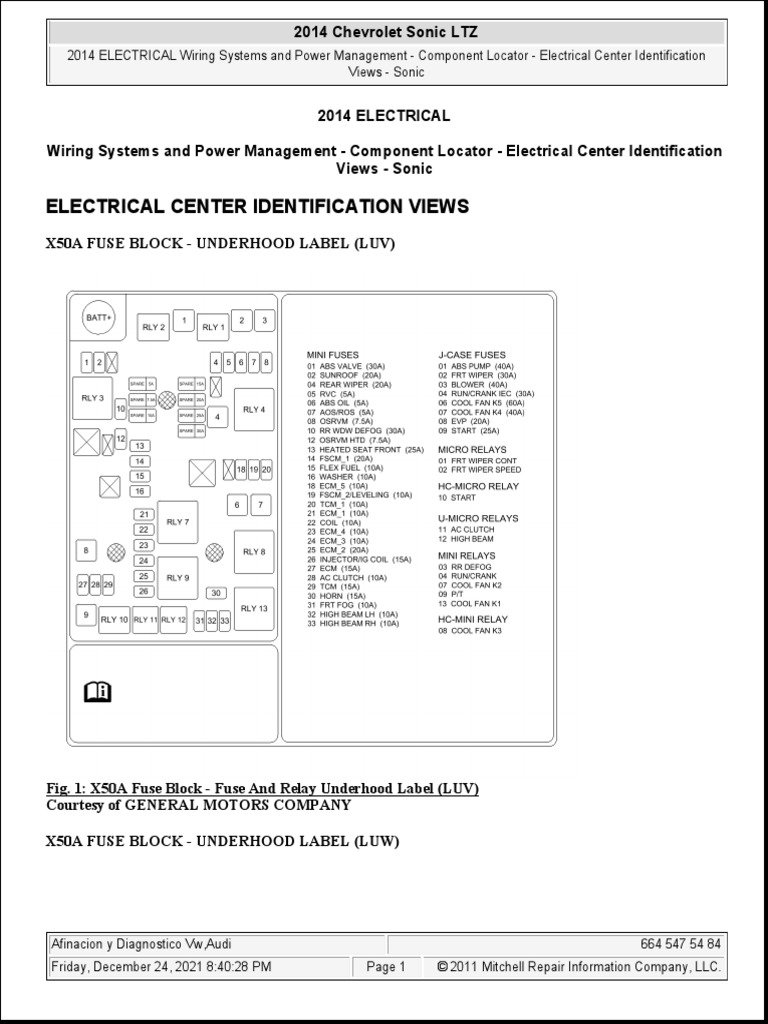 2014 Chevrolet Sonic Cableado Localizacion de Componentes Electricos | PDF  | Fuel Injection | Electrical Connector