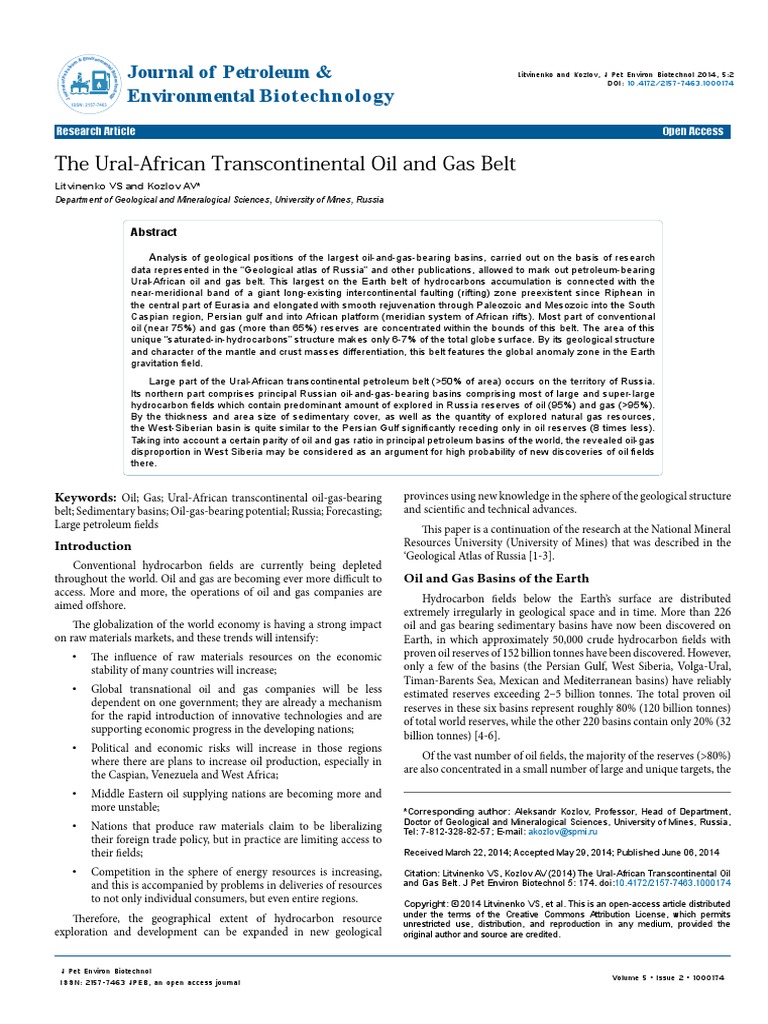 African Transcontinental Oil and Gas Belt PDF Petroleum Petroleum