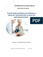 Plan de Trabajo de Módulo de Atención A La Población Y Educación para La Salud Con Hipertension Arterial