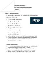 Revision worksheet for unit test – Ratio, proportion, unitary method, simple interest
