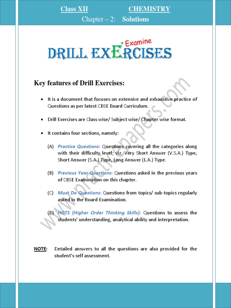 Key Features of Drill Exercises:: Chapter - 2: Solutions | PDF ...