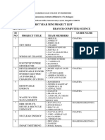 First Year Mini Project List Section:C Branch:Computer Science SI NO Project Title Team Members Guide Name