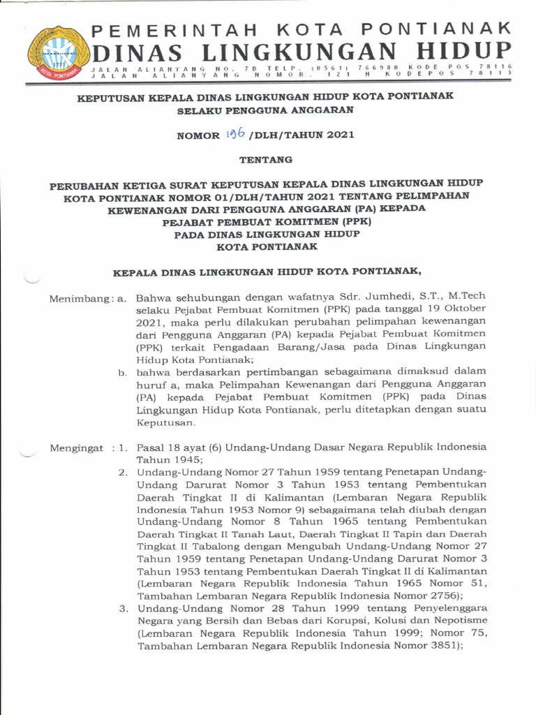 SK PPK No 196 Perubahan Ketiga | PDF