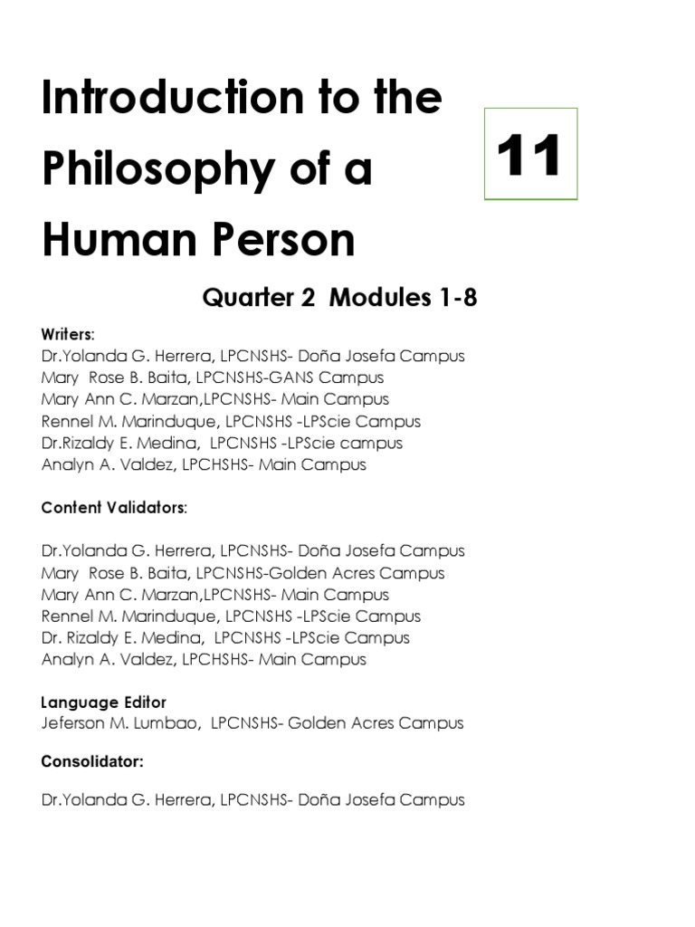 Philo Quarter 2 Module Week 1 8 1 Pdf Society Agriculture