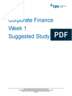 Corporate Finance Week 1 Suggested Study Plan