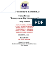 Subject Name "Entrepreneurship Management": Types of Assignment: Business Plan