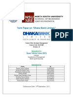 Term Paper On "Dhaka Bank Limited.": Oolofbusi A D Conomics