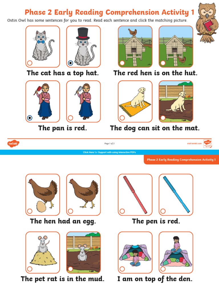 Early Reading Comprehension Worksheets