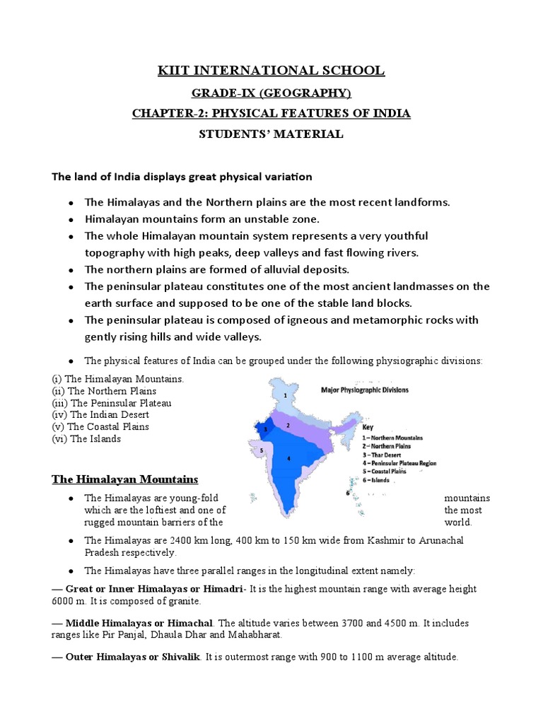 Physical Features of India: Overview | PDF | Himalayas | Geography