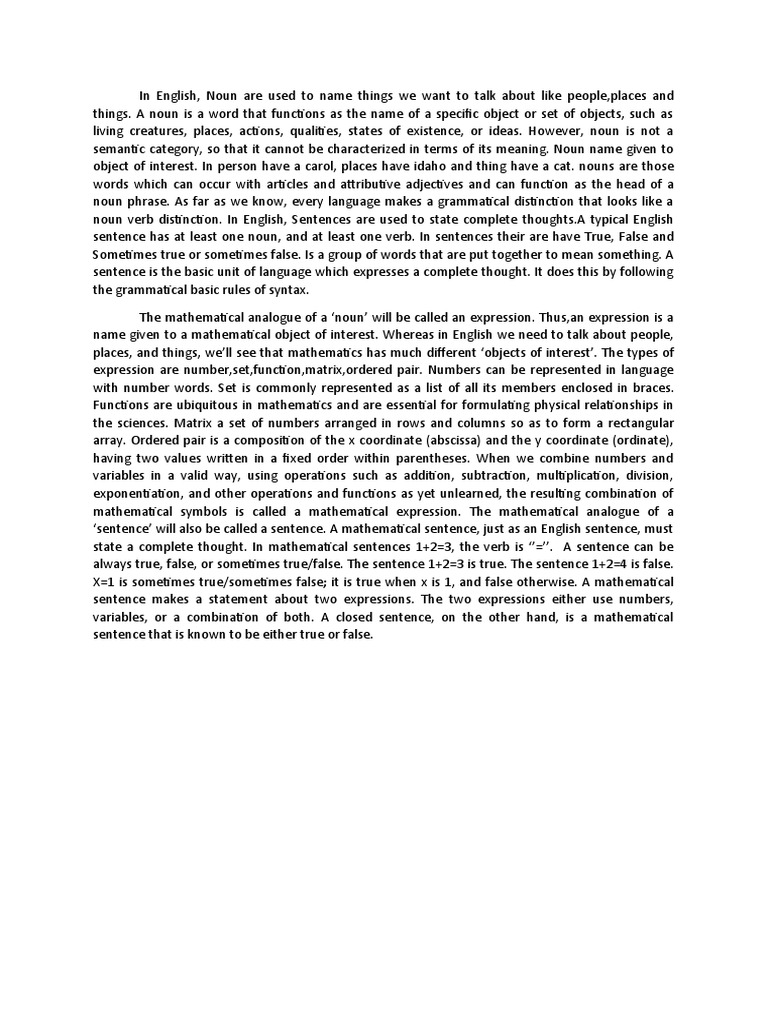 Mathematics PDF Noun Word