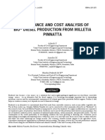 Performance and Cost Analysis of Bio - Diesel Production From Milletia Pinnatta