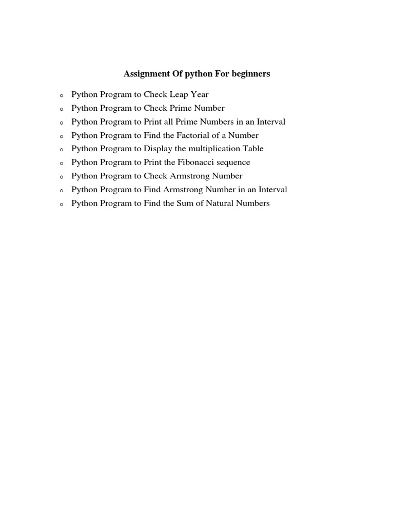 Assignment of Python For Beginners | PDF | Career & Growth