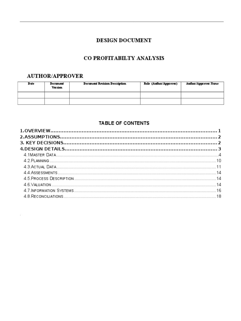 CO-PA Profitability Analysis Design Document | PDF | Valuation (Finance ...