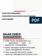 Sales Force Management Recruitment & Selection of Sales Personnel Sales Training