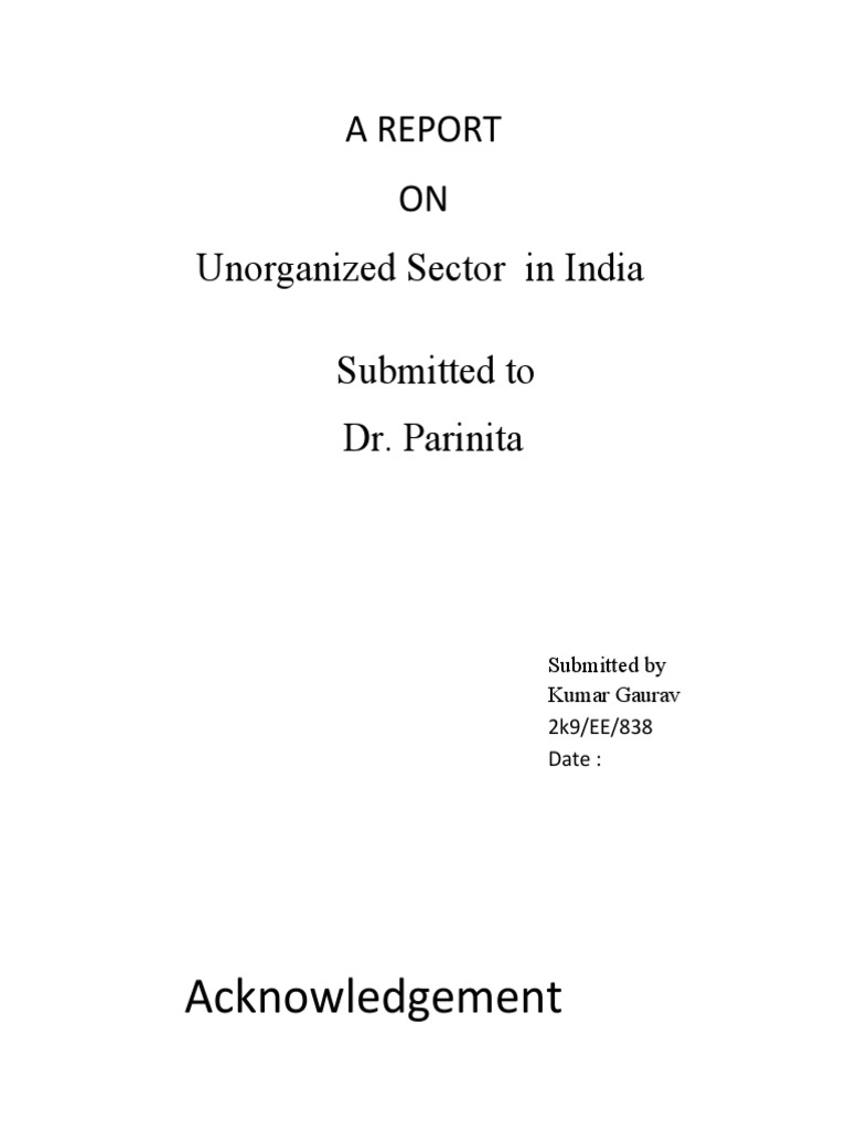 research paper on unorganised sector in india