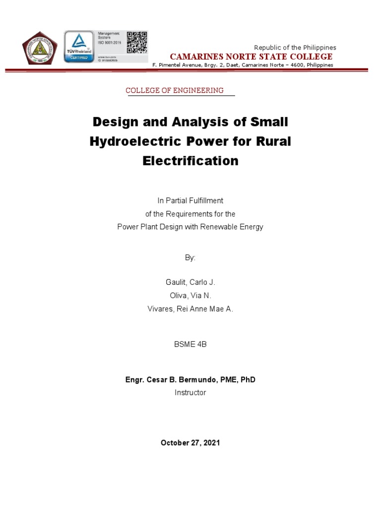 Small Hydroelectric Design for Rural Use | PDF | Reynolds Number | Turbine