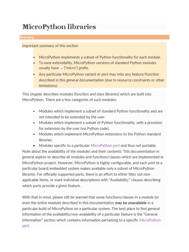 Micropython Libraries: Warning | PDF | Python (Programming Language ...