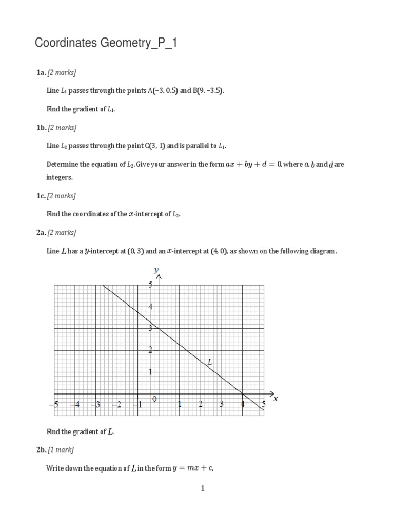 Coordinates Geometry - P - 1 | PDF | Line (Geometry) | Classical Geometry