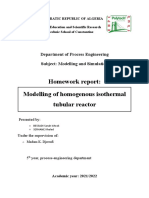 Homework Report: Modelling of Homogenous Isothermal Tubular Reactor