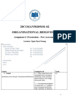 20C1MAN50209101-02 Organisational Behaviour: Assignment 2: Presentation - Peer Assessment