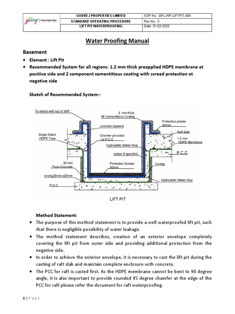 Water Proofing Manual: Basement | PDF | Concrete | Building Technology