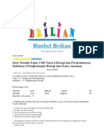 Bimbel Brilian: Soal Tematik Kelas 3 SD Tema 6 Energi Dan Perubahannya Subtema 4 Penghematan Energi Dan Kunci Jawaban