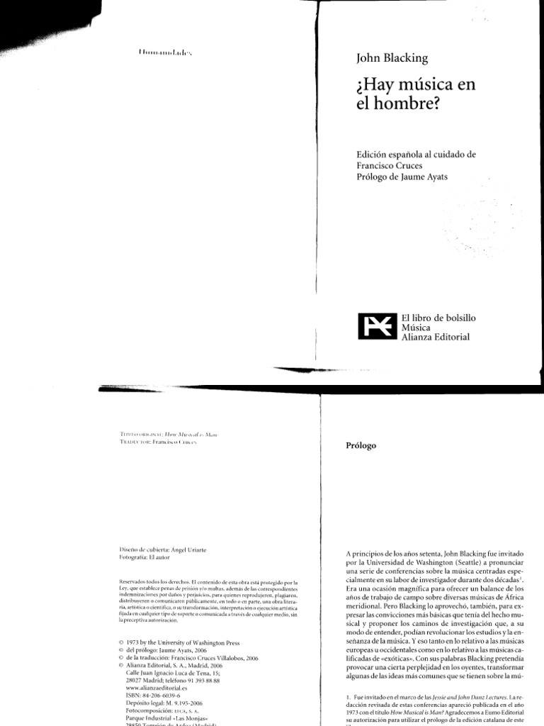 Hay Música en El Hombre - John Blacking | PDF | Sociedad | Cognición