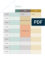 College Class Schedule by Day and Time