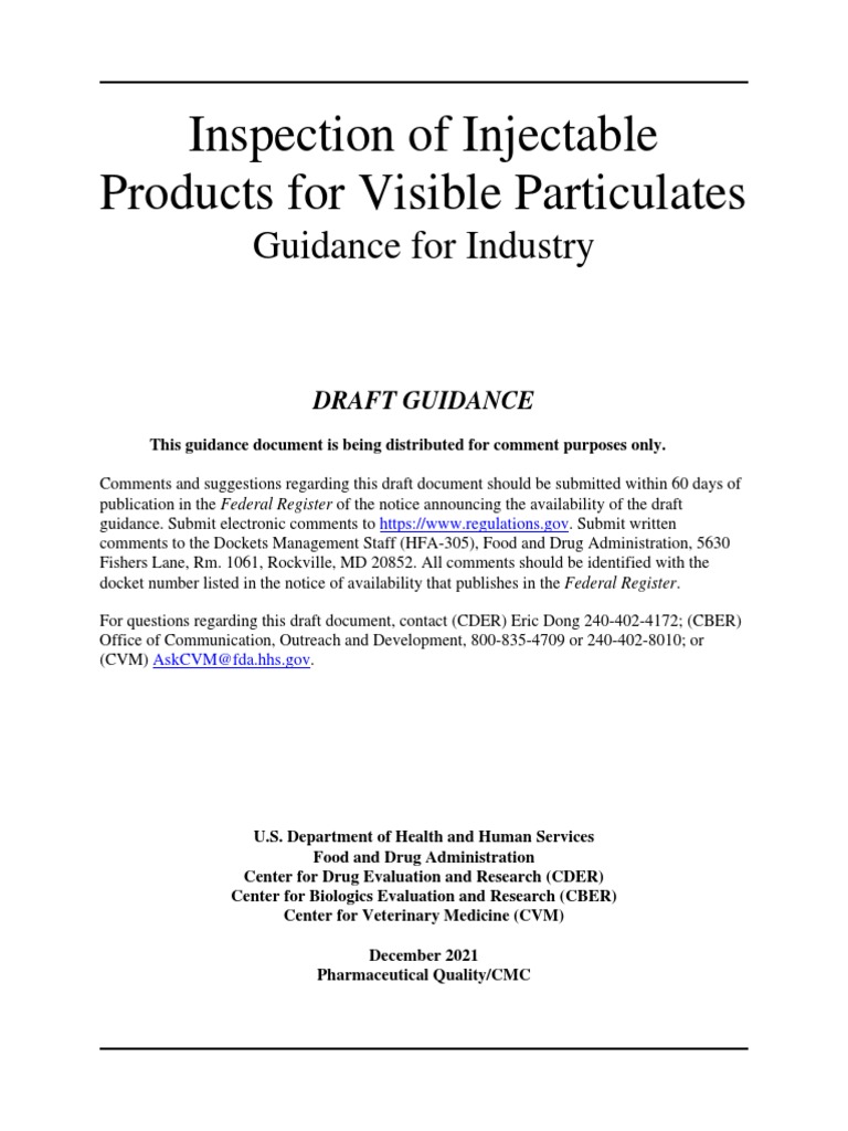 Guidance for Industry on Developing a RiskBased Approach to Visual