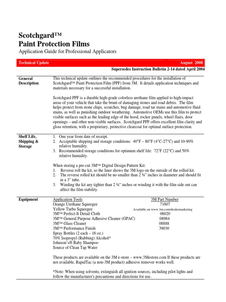 Paint Protection Films Application Guide PDF Paint Implied Warranty