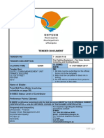 Tender Document: Directorate: Finance Supply Chain Management Unit Knysna Municipality PO Box 21 Knysna 6570