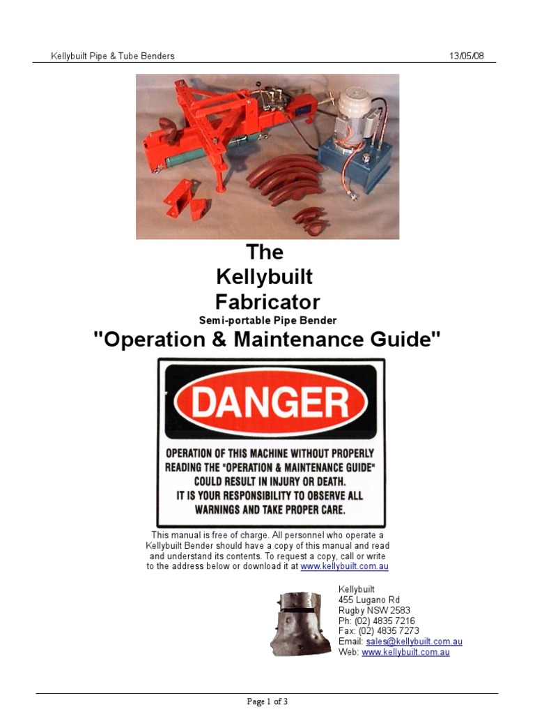 Kellybuilt Fabricator Operation Guide | PDF | Pipe (Fluid Conveyance ...