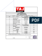 Permanent Hills Cement Test Certificate