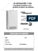 Manual de Instalacion y Uso Del Calentador Fagor Mods. FEP-11 FEG-11 MUU-11 FEP-15 FEG-15