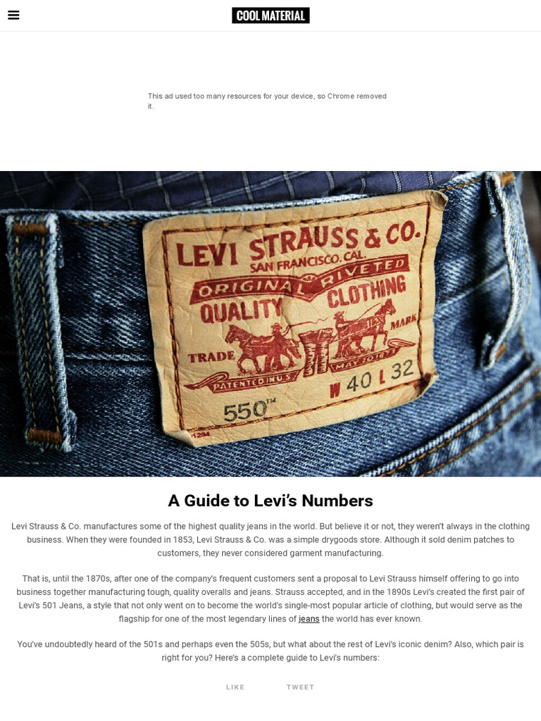 What Levi's Numbers Mean PDF Jeans Softlines (Retail)