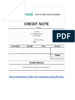 Credit Note Template (Word) 